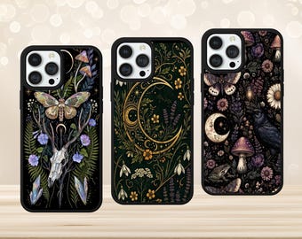 Witchy Celestial Moth Botanical Enchanted Forest Phone Case for iPhone Samsung Google Pixel
