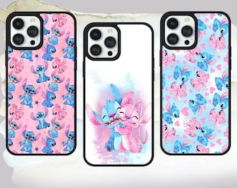 Lilo and Stitch Pink Ohana pattern pastel phone case for iPhone Samsung Huawei. Many models available.