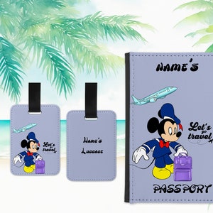 Mickey Mouse travel  personalised custom made passport cover and luggage tag set