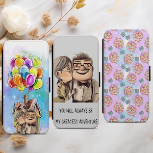 Op Pixar geïnspireerd Up Ellie Carl Up House Telefoonhoesje Flip Wallet Cover voor iPhone Samsung Galaxy S21 S22 S23 S24 A14 .. Google Pixel