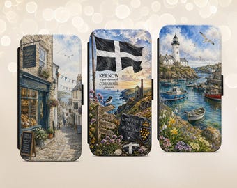 Cornwall Flag Seaside Country Cottage Gift phone case cover flip wallet for iPhone Samsung Google Pixel