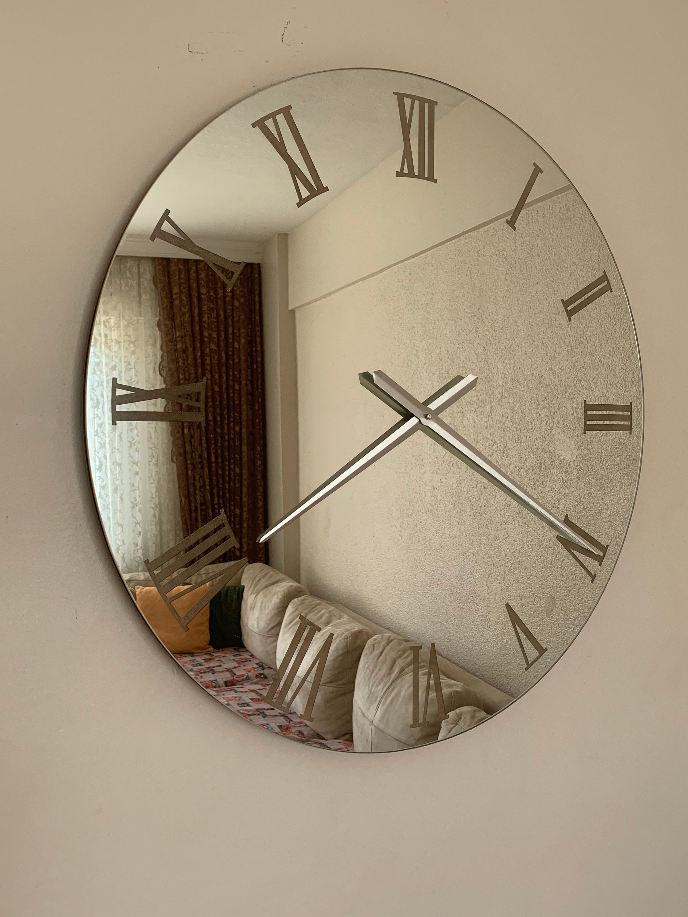 Buy Mirage Textured Decorative Mirrors with Clock, Set of 3pc Dia 25cm/35cm  in Gold Colour Online at Best Price-HomeTown