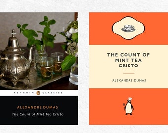 Plakat z okładką książki "Miętowa herbata Cristo" z pingwinem (do druku)