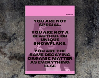 Fight Club Quote Poster: Brad Pitt, Movie Wall Art