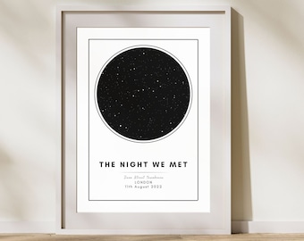 Night Sky Print Custom Star Map Print, Night We Met Anniversary Gift, Star Map Poster, Birth Gift, Constellation Print, Personalised Gift