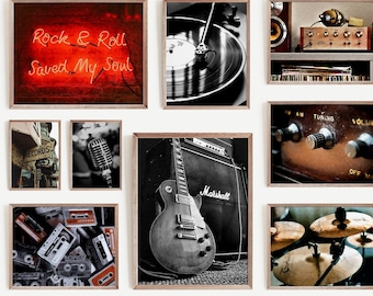 Rock and Roll Gallery Wall Art Set: Painted Music Prints (Digital Download)