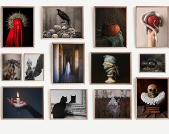 Dark Academia Halloween Gallery Wall Art Prints (Digital Download)