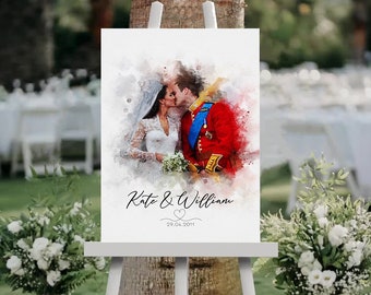 Personalised Wedding Portrait, Bespoke Wedding Watercolour Painting from Photo, Custom Watercolour Print, Couple Anniversary. Wedding gift