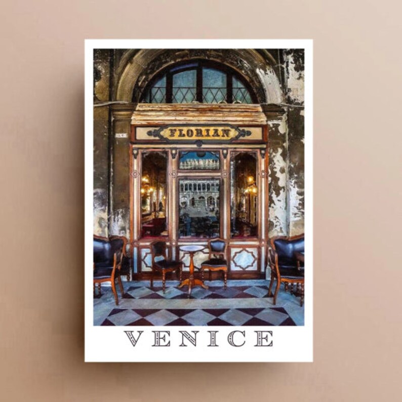 Caffe Florian Venice Travel Poster Art Print St Mark Square Literary Destination Cafe image 8