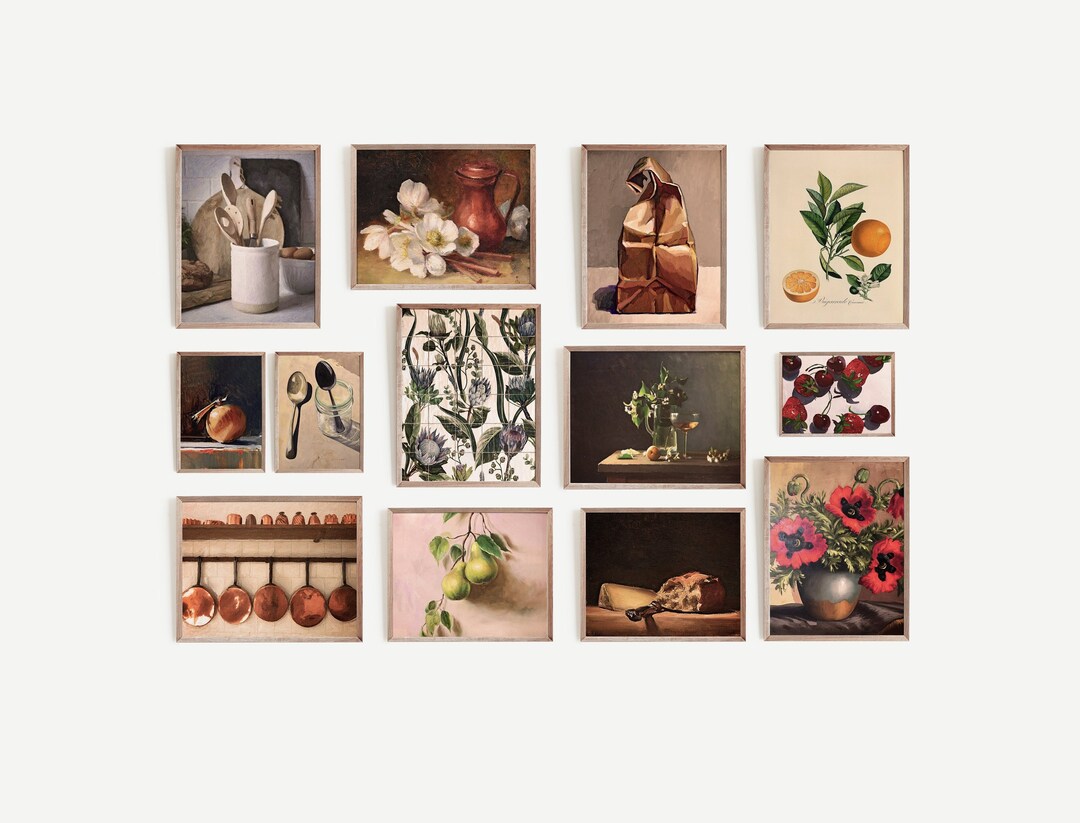 Rustic Kitchen Gallery Wall Art Prints: Vintage Decor Set (digital ...