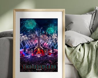 Póster del festival Tomorrowland Night: impresionante impresión artística para los fanáticos de los festivales de música. Póster de calidad superior para amantes de la música y el arte