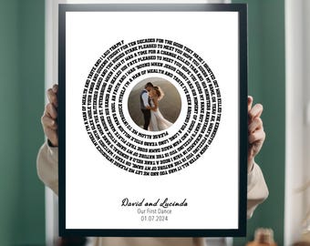 Custom Song Lyrics Vinyl Print with Photo, Personalized Wedding Gift