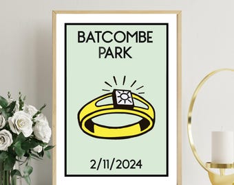 Personalised Monopoly Engagement Wedding Poster