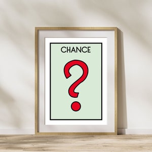 ¡El cartel del arte de la pared de la impresión del monopolio toma una oportunidad! Impresión de tarjeta/póster de propiedad, decoración del hogar, idea de regalo, impresiones de juegos de mesa. Regalo de casa nueva