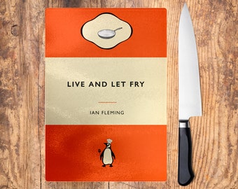Live and Let Fry James Bond Cutting Board. Ian Fleming Gift. James Bond Gift. Live and Let Die chopping board homeware. James Bond Fan