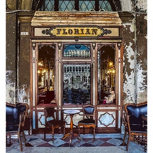 Caffe Florian Venice Travel Poster Art Print St Mark Square Literary Destination Cafe image 1