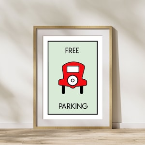 Monopoly Print Wall Art Poster Gratis parkeren Print/Poster Property Home Decor Cadeau Idee Board Game Prints. Nieuw thuis cadeau
