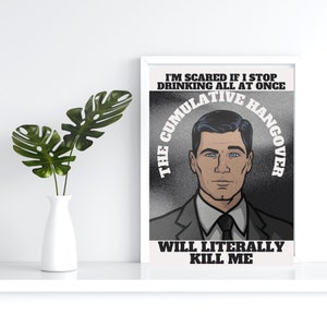 Archer Ik ben bang als ik Quote Poster stop. Sterling boogschutter kunst aan de muur. Beste boogschuttercitaten. College inrichting. Grappige affiche. Citaten over cult-tv-programma's