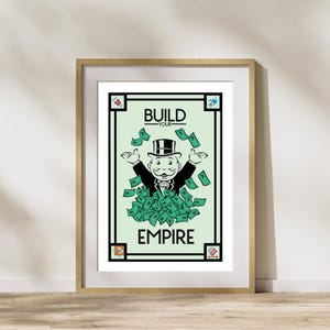 Build Your Empire Motivational Monopoly-Inspired Poster - Inspirational Wall Art for Entrepreneurs, Office Decor, Home Workspace Aesthetic