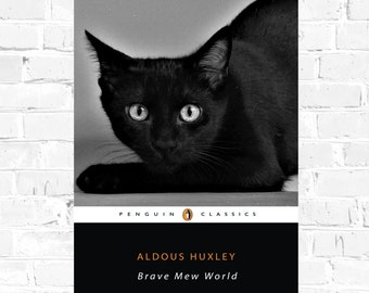 Aldous Huxley Brave Mew World/Brave New World Cat Pun Literary Classic Poster