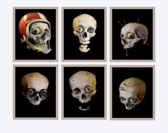 Skull Print Set: Dark Academia Gothic Decor (Digital Download)