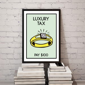 Póster de Monopoly con impresión de arte de pared, descarga digital, póster de Monopoly con impuestos de lujo, propiedad, decoración del hogar, idea de regalo, impresiones de juegos de mesa.