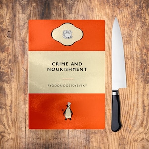 Crime and Nourishment Literary Food Pun. Crime and Punishment Fyodor Dostoevsky. Russian Literature Gift. University Gift. College homeware
