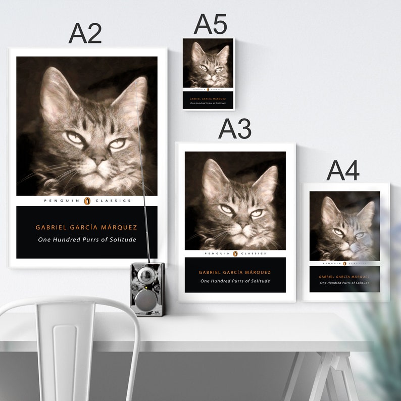 Set of 3 or 6 Literary Cat Pun Penguin Classic Book Covers. Great gift for a cat lover image 5