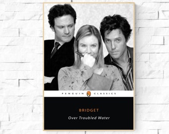 Bridget (Jones) Over Troubled Water book title pun poster. Funny Book wall art. Penguin book art