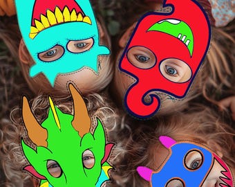 6 Monster Masks Halloween Costume - Scary and Fun, Perfect for Kids and Adults, Unique Design for Parties  and Trick or Treating