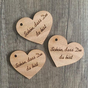 Wooden pendant tag gift tag Nice that you are here heart guest guest gift pendant heart shape image 1
