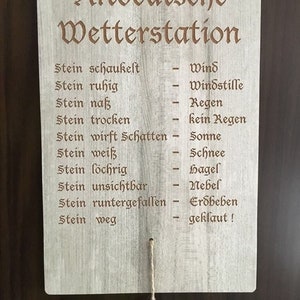 Door sign decoration country house vintage shabby retro old German weather station with stone decoration decorative sign