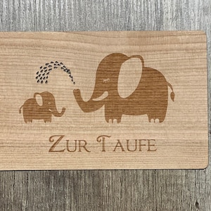 Grußkarte aus Holz Karte nachhaltig  Holzkarte Geschenk " Zur Taufe " Baby Geburt Taufe Neugeborenes Holzkarte nachhaltig