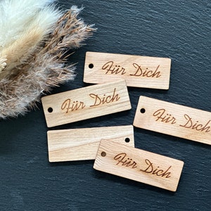 Ciondolo in legno con etichetta regalo PER TE, ciondolo rettangolare per ospiti, forma rettangolare