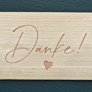 Tarjeta de felicitación de madera Gracias con corazón Tarjeta de agradecimiento Regalo de agradecimiento Tarjeta de regalo sostenible Gracias corazón