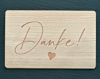 Greeting card made of wood Thank you with heart card Thank you gift gift card sustainable Thank you heart
