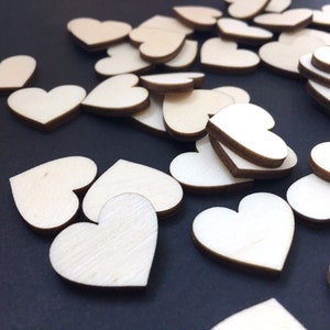 50 Streudeko Holz Herz Tischdeko Natur Hochzeit Dekoherzen Streuteile gerade Hell 2cm 3cm 4cm 5cm