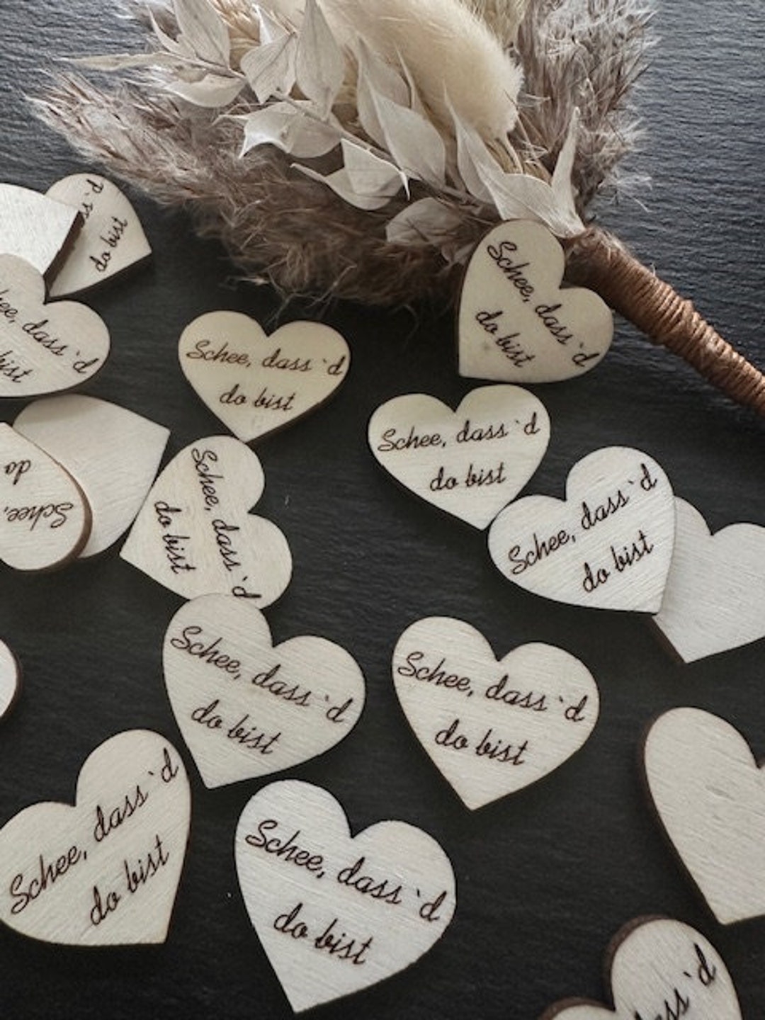 50 Decorazioni Sparse A Forma Di Cuore In Legno Naturale, Per Tavolo, Matrimonio, Feste - Foto 2
