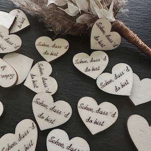 50 cuori di legno sparsi decorazione da tavolo, bello che tu sia qui, cuori decorativi, decorazione bavarese 2 cm o 3 cm 4 cm