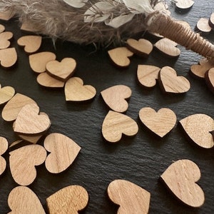100 Scatter Decoration Wooden Heart Table Decoration Natural Wedding Decorative Hearts Scatter Parts MINI (Size approx. 13 mm) dark