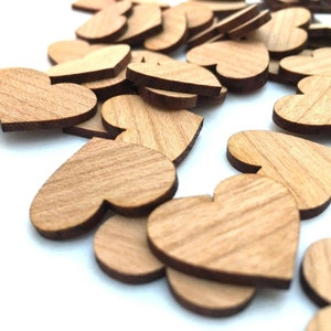 50 scattered wooden heart table decorations natural wedding decorative hearts scattered parts straight 2 cm 3 cm 4 cm image 2
