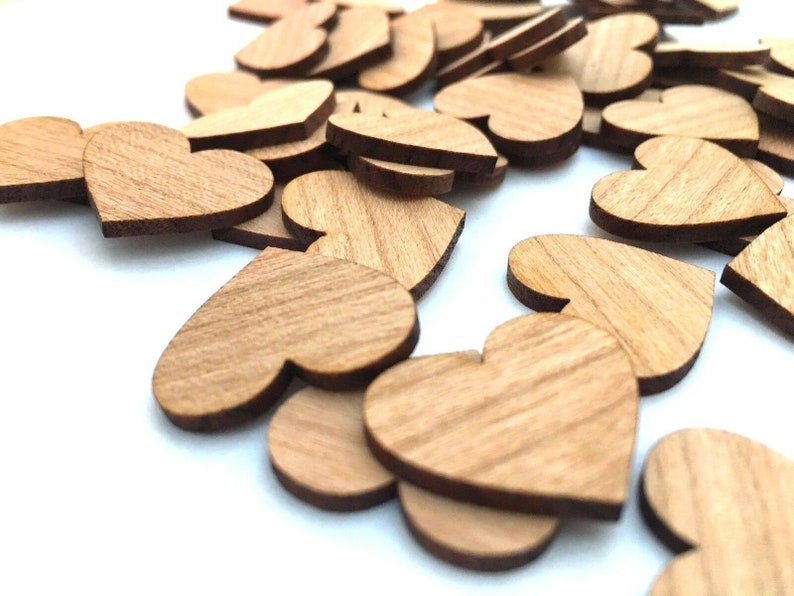 50 scattered wooden heart table decorations natural wedding decorative hearts scattered parts straight 2 cm 3 cm 4 cm image 2