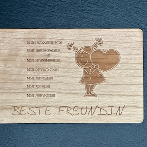 Grußkarte aus Holz Geschenk Karte Geschenkkarte Beste Freundin Freundinnen Freundschaft Karte nachhaltig Holzkarte