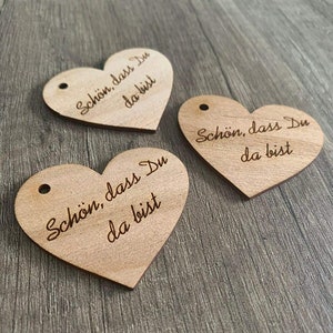 Wooden pendant tag gift tag Nice that you are here heart guest guest gift pendant heart shape image 2