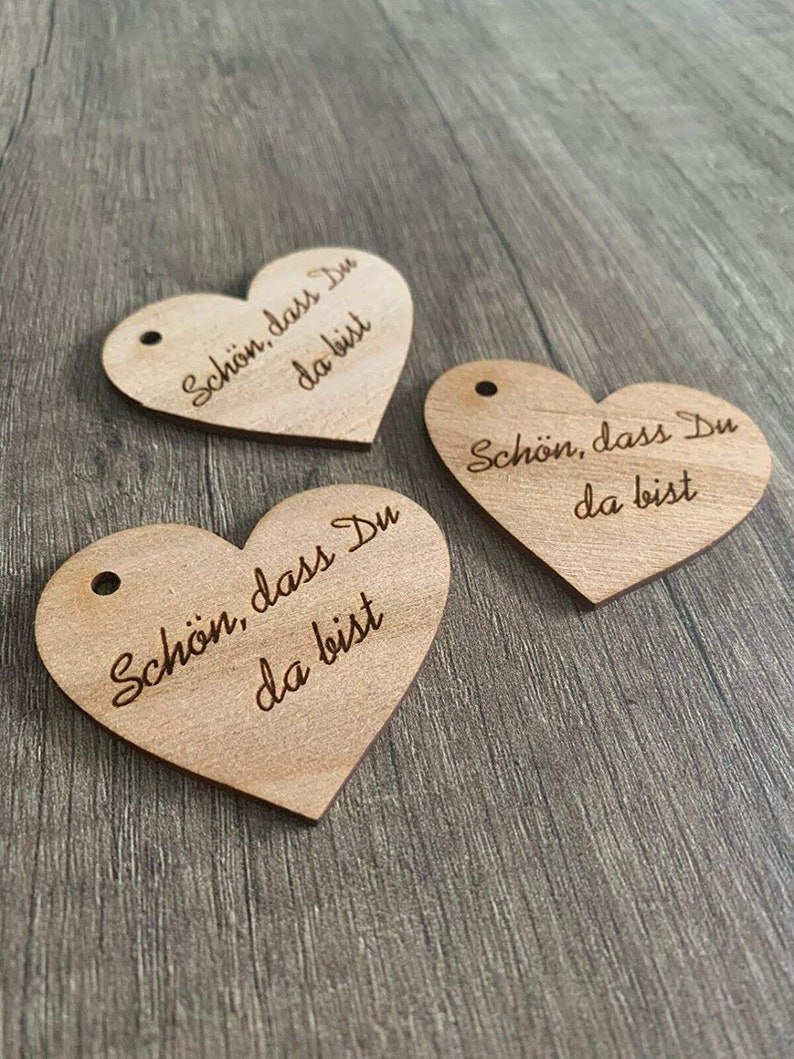 Wooden pendant tag gift tag Nice that you are here heart guest guest gift pendant heart shape image 2