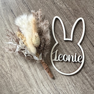 Wooden Pendant Sign Gift Tag Rabbit Desired Name 14 cm Easter Easter Bunny Personalized Name