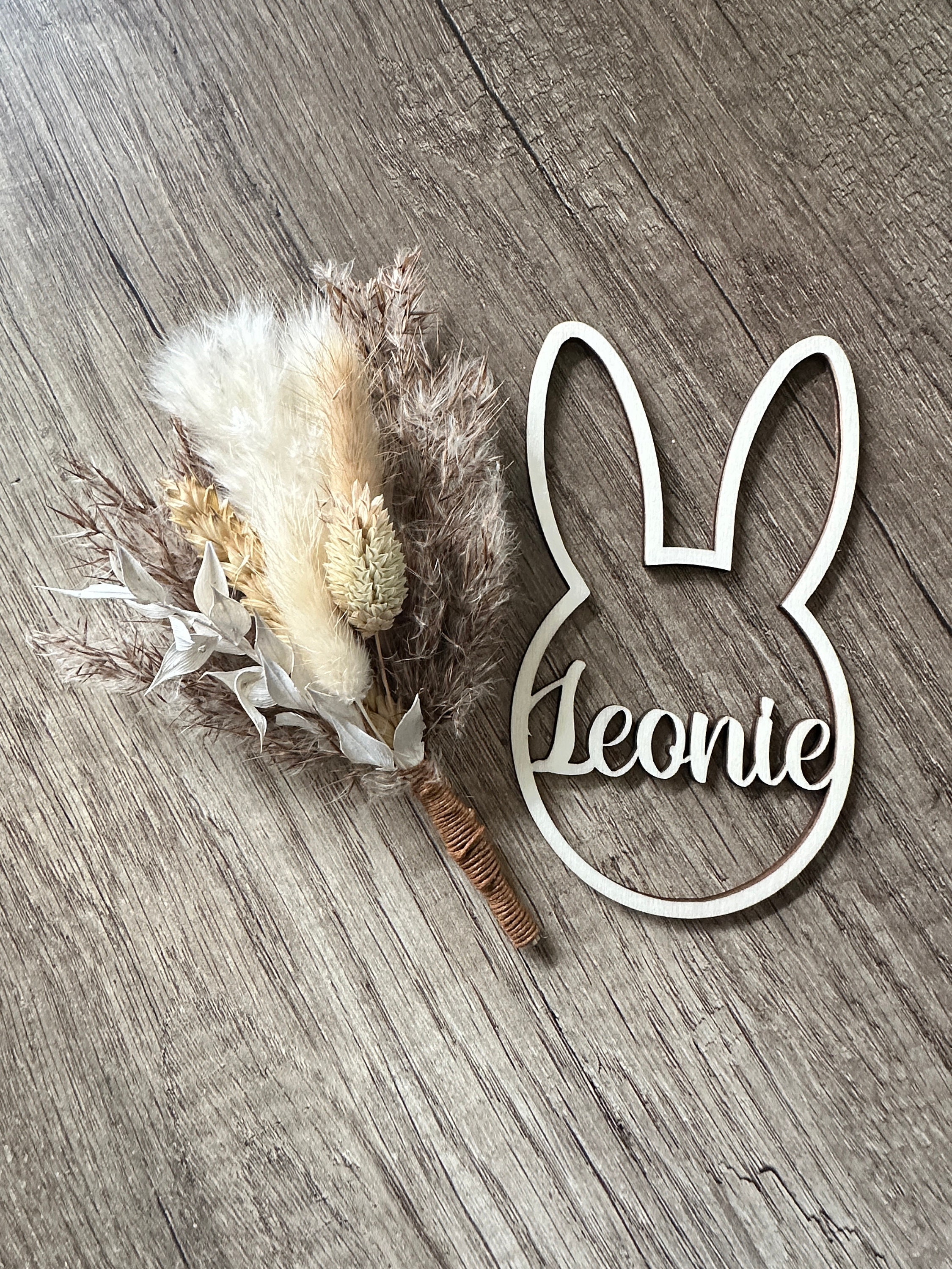 Name Sign For Rabbit Wooden Pendant Sign Gift Tag Rabbit Desired Name 14 Cm Easter Easter ...