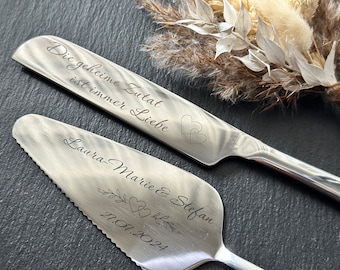personalisierter Tortenheber und Messer SET mit Gravur Tortenschaufel Hochzeit Wedding Tortenheber Edelstahl Geschenkidee Hochzeitsgeschenk
