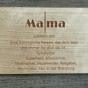 Grußkarte aus Holz Geschenk Karte Geschenkkarte Definition Mama Muttertag Mutter