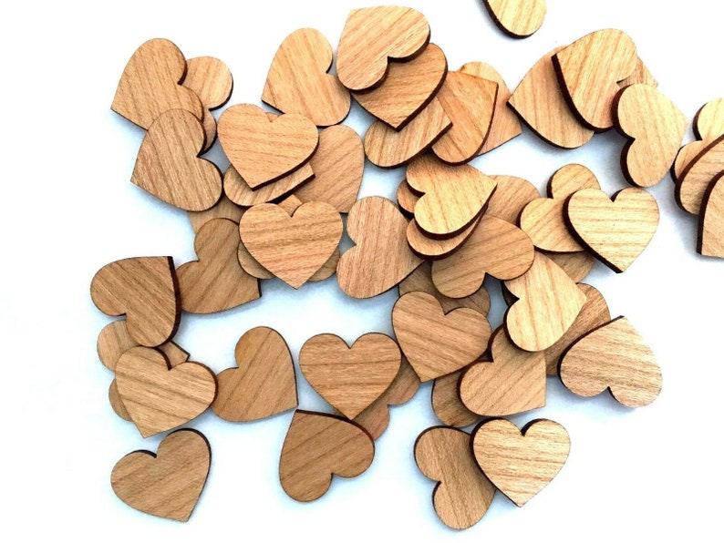 50 scattered wooden heart table decorations natural wedding decorative hearts scattered parts straight 2 cm 3 cm 4 cm image 3